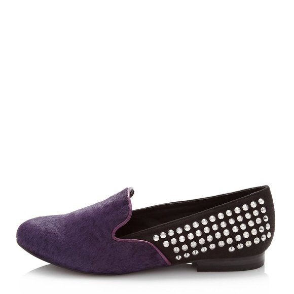 Kelsi Dagger Francie Calf Hair Studded Loafer Flat - Picture 3 of 10